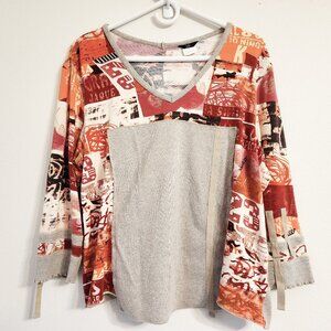 Kello Top Art to Wear Jersey Abstract Patchwork Womens L Artsy Boho Viscose